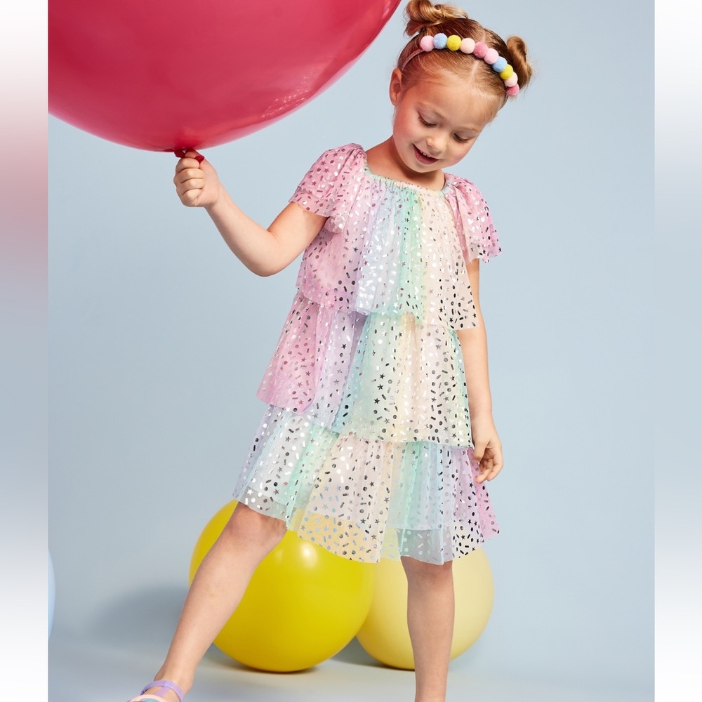 Rainbow Tulle Tiered Dress